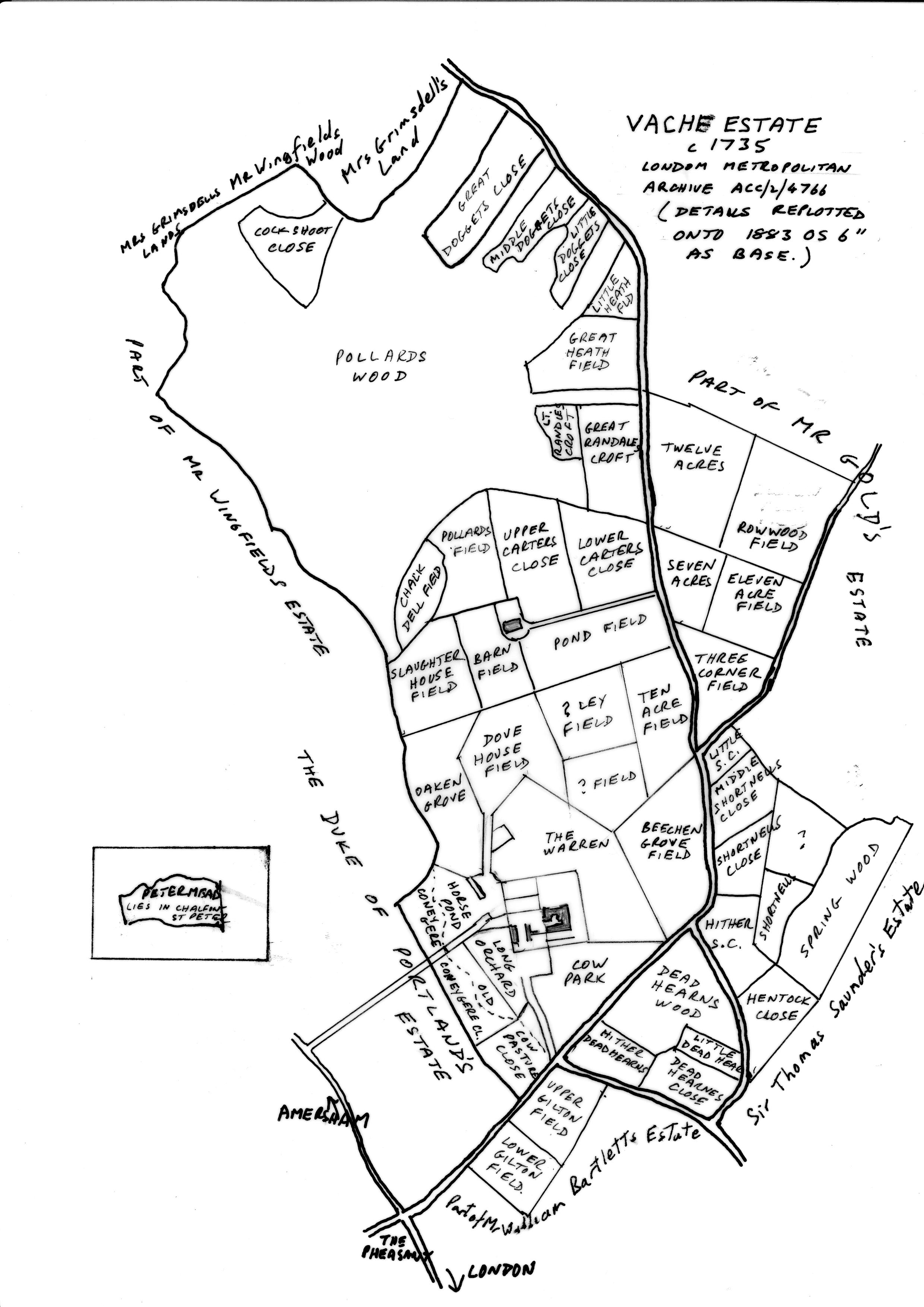 Vache estate in 1735